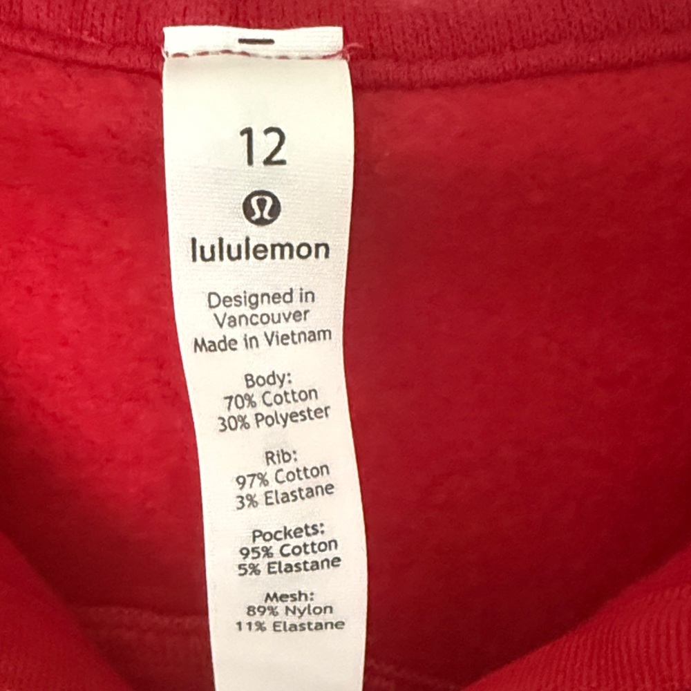 lululemon athletica Red Scuba Full Zip Sweatshirt / Hoodie
